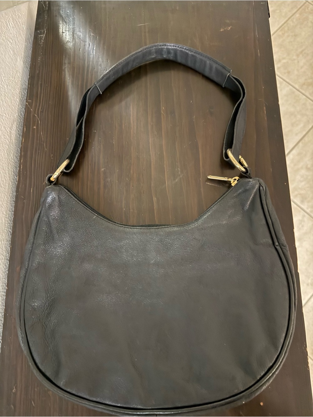 Maurizio Taiuti Black Leather Hobo Bag with Gold Hardware - Picture 1 of 6